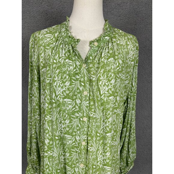 Style & Co Women's Plus Size (2X) Floral Printed Button-Front Blouse Green NWOTs - Picture 2 of 8